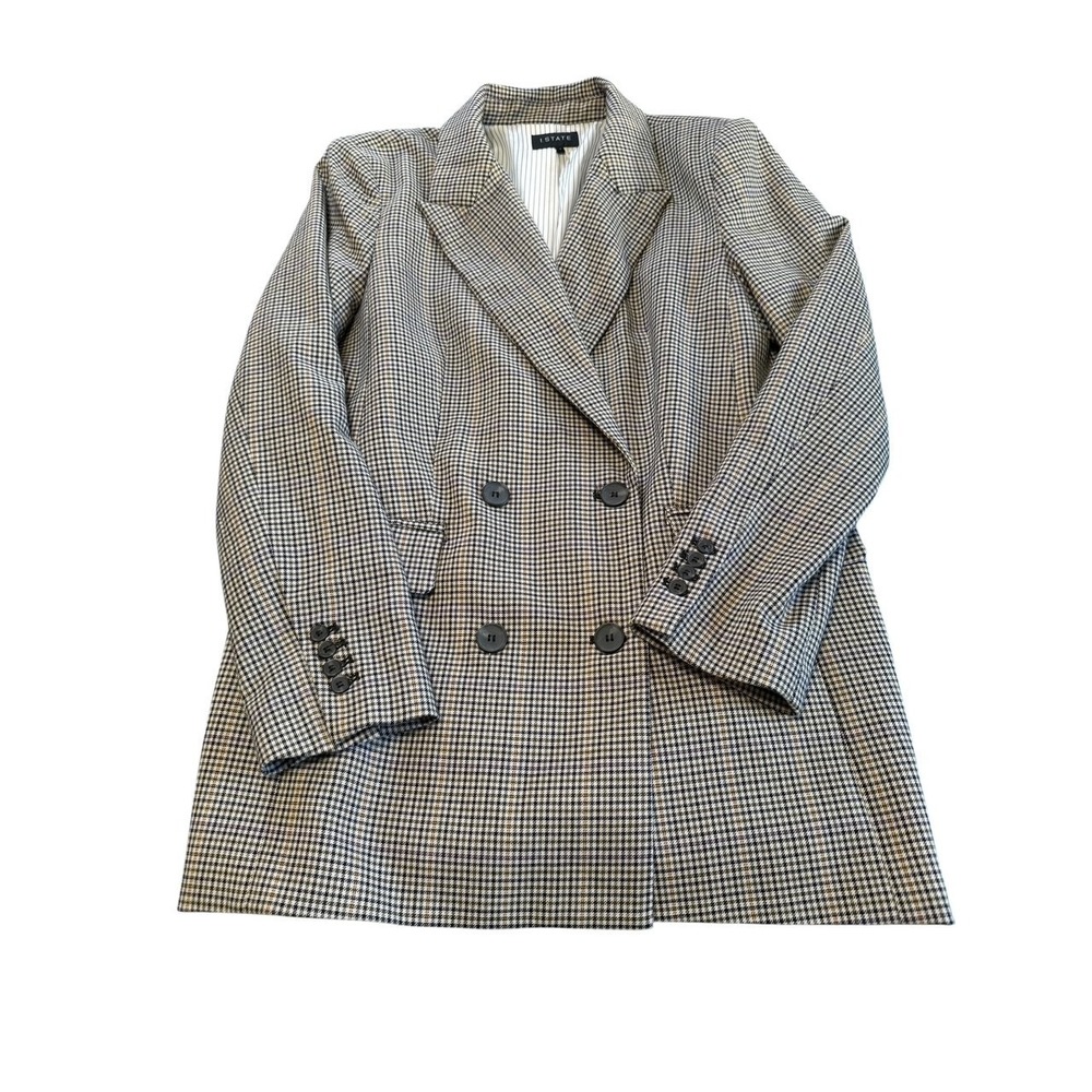 1. State Plaid Houndstooth Double Breasted Academia Blazer Jacket Size 10 - Picture 3 of 4